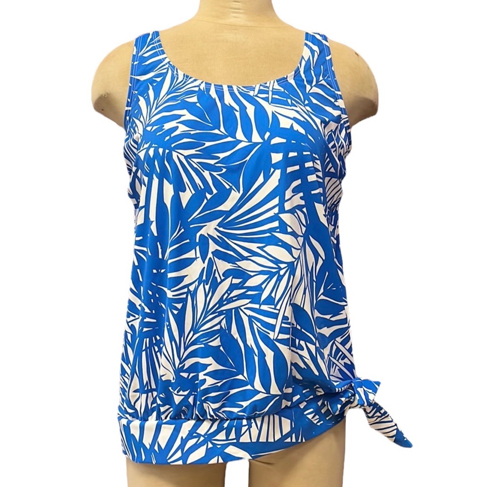 Swimsuits for All Tankini Top Swimsuit Swim Blue Floral 10 New